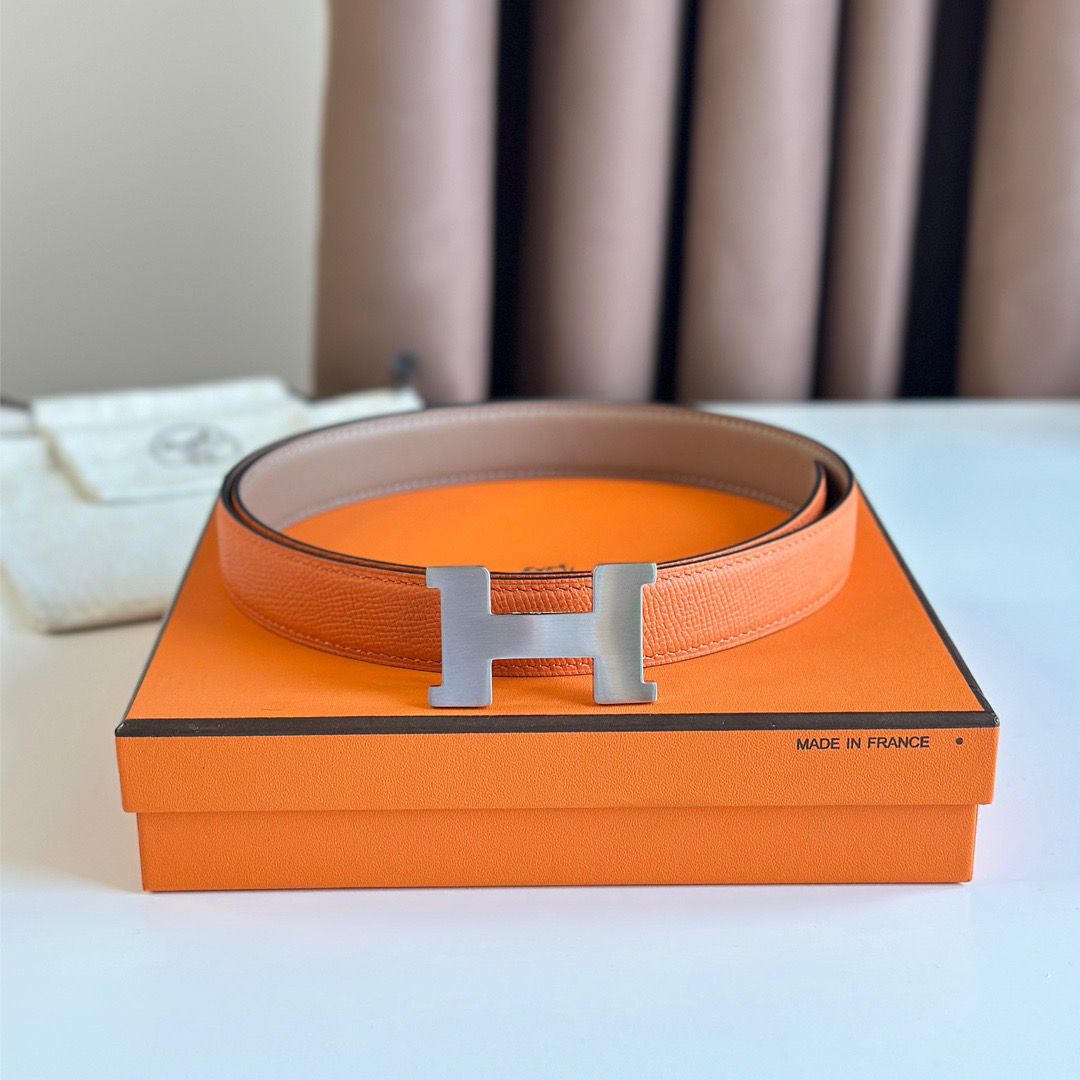 Hermes Mini Constance 24mm Belt in Orange Epsom Leather and Blue Swift Leather - Image 3