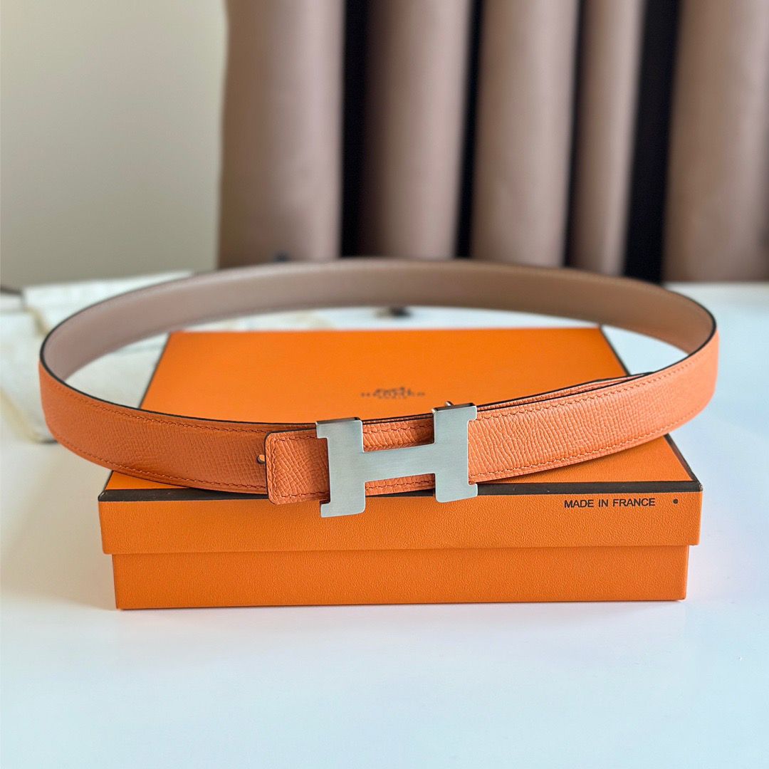 Hermes Mini Constance 24mm Belt in Orange Epsom Leather and Blue Swift Leather - Image 4