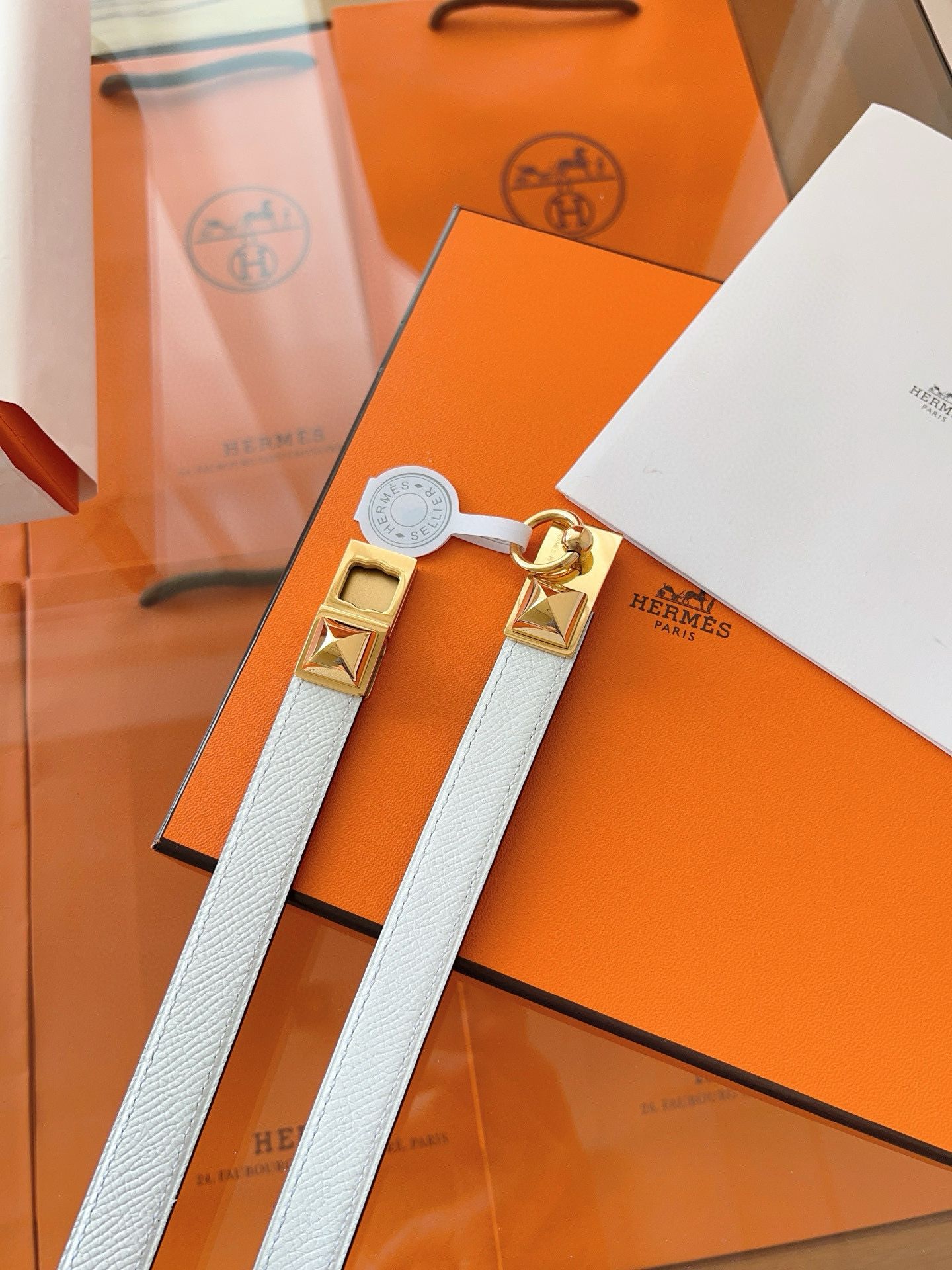 Hermes Rivale 18 Belt in White Epsom Calfskin - Image 6