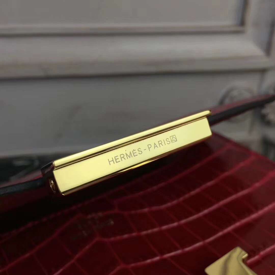 Hermes Red Constance MM 24cm Crocodile Bag - Image 5