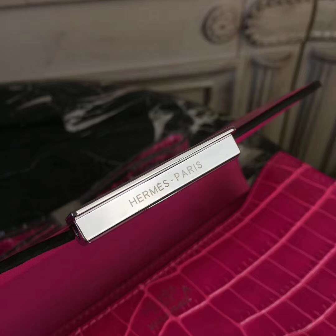 Hermes Rose Red Constance MM 24cm Crocodile Bag - Image 6