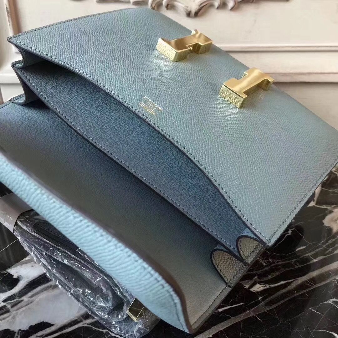 Hermes Blue Lin Constance MM 24cm Epsom Leather Bag - Image 9