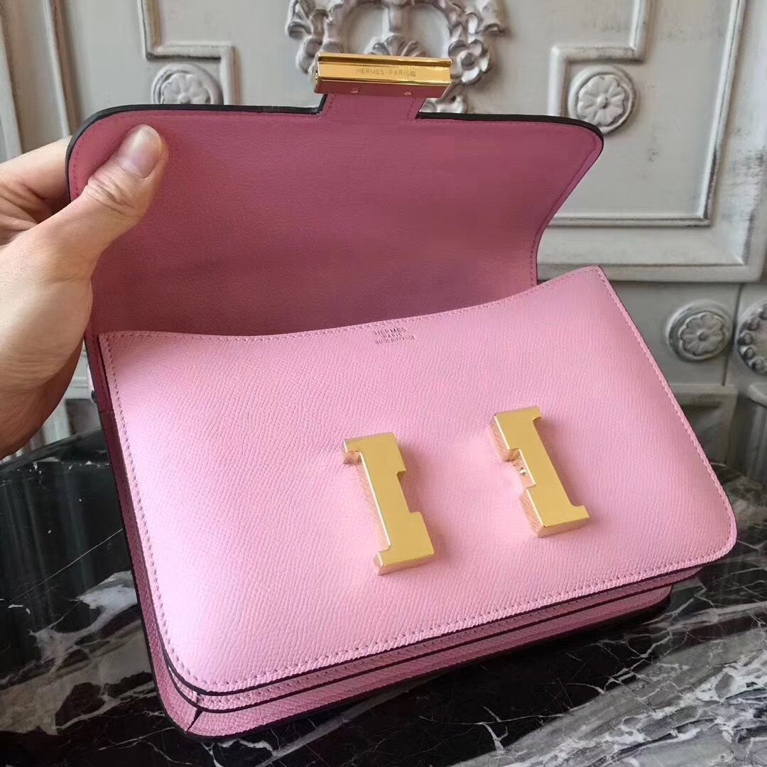 Hermes Pink Constance MM 24cm Epsom Leather Bag - Image 8