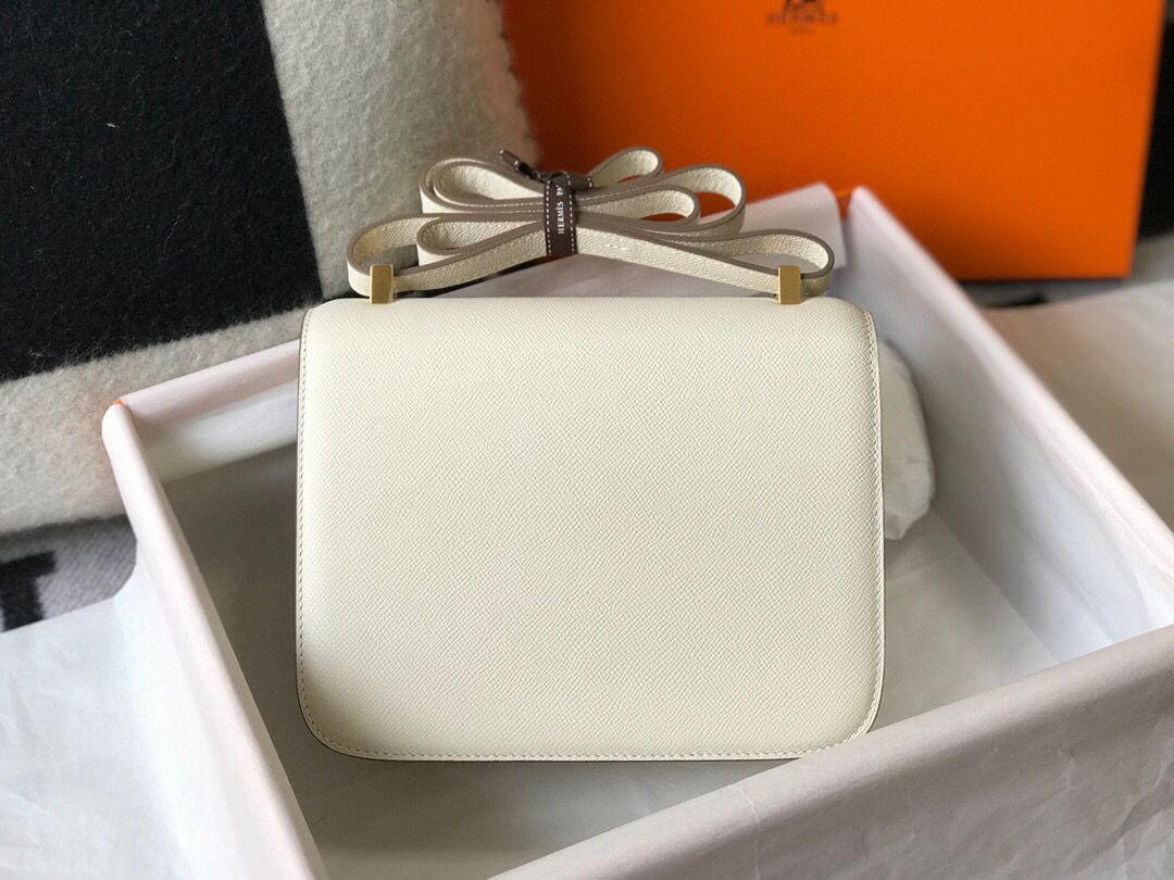 Hermes White Constance MM 24cm Epsom Leather Bag - Image 3