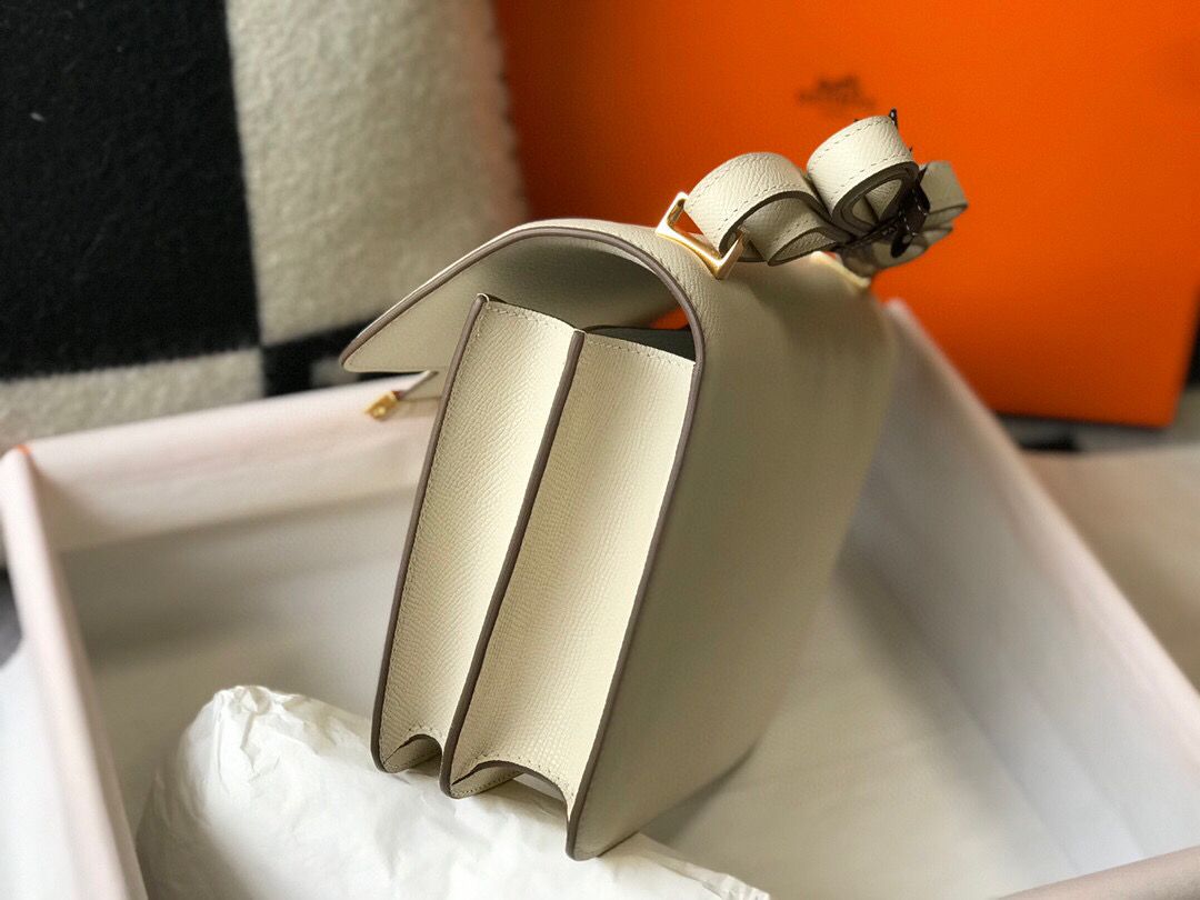 Hermes White Constance MM 24cm Epsom Leather Bag - Image 5