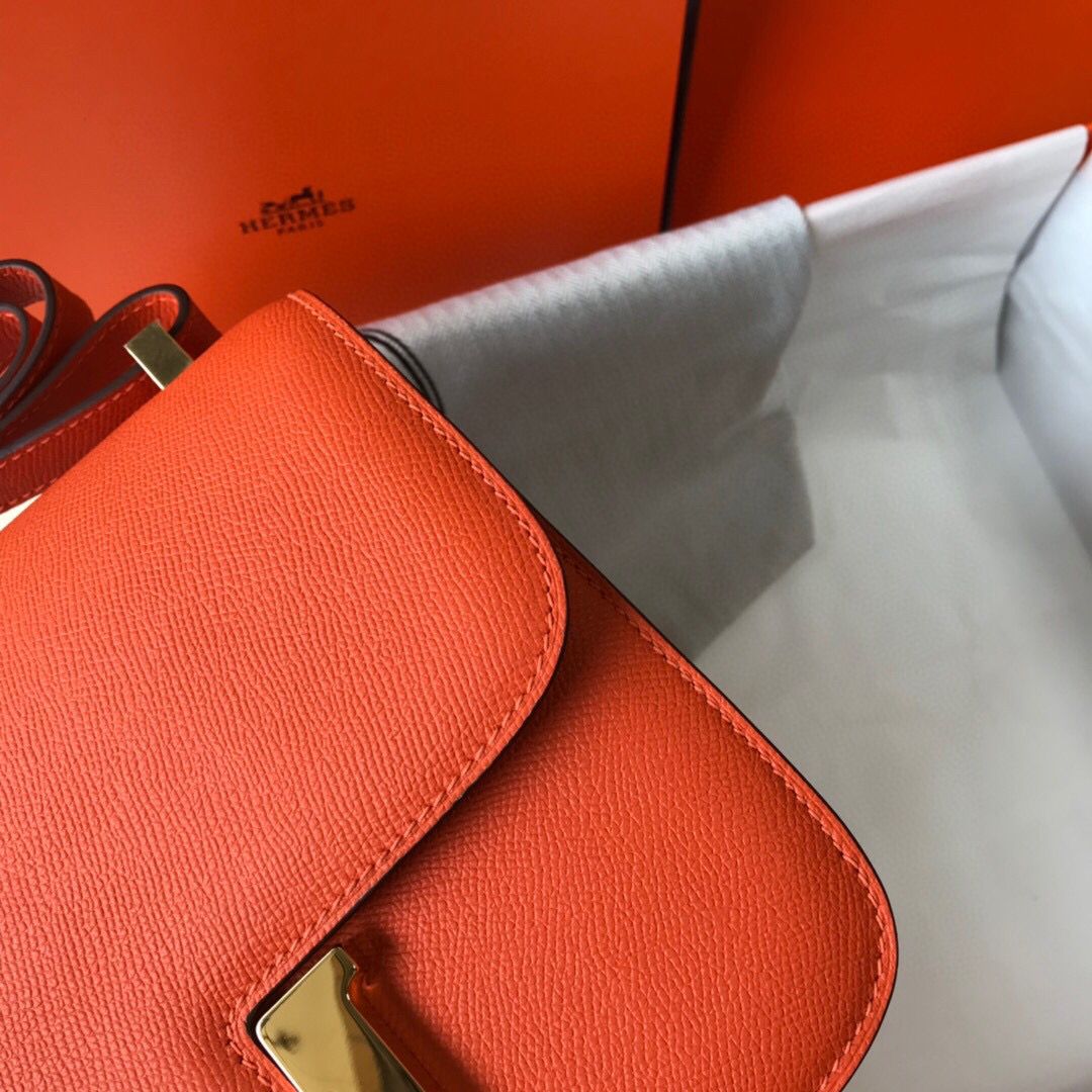 Hermes Orange Constance MM 24cm Epsom Leather Bag - Image 4