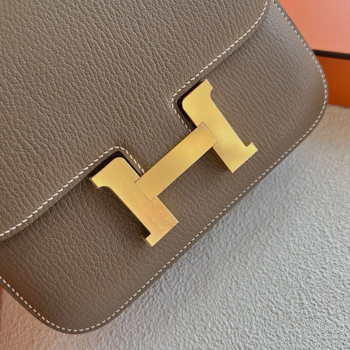 Hermes Constance 18 Handmade Bag in Taupe Chevre Mysore Leather