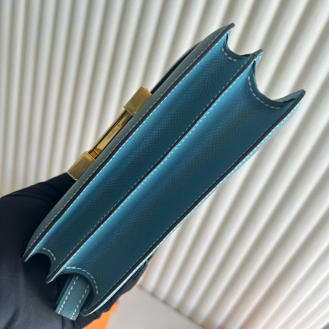 Hermes Constance 18 Handmade Bag in Blue Jean Epsom Calfskin - Image 5