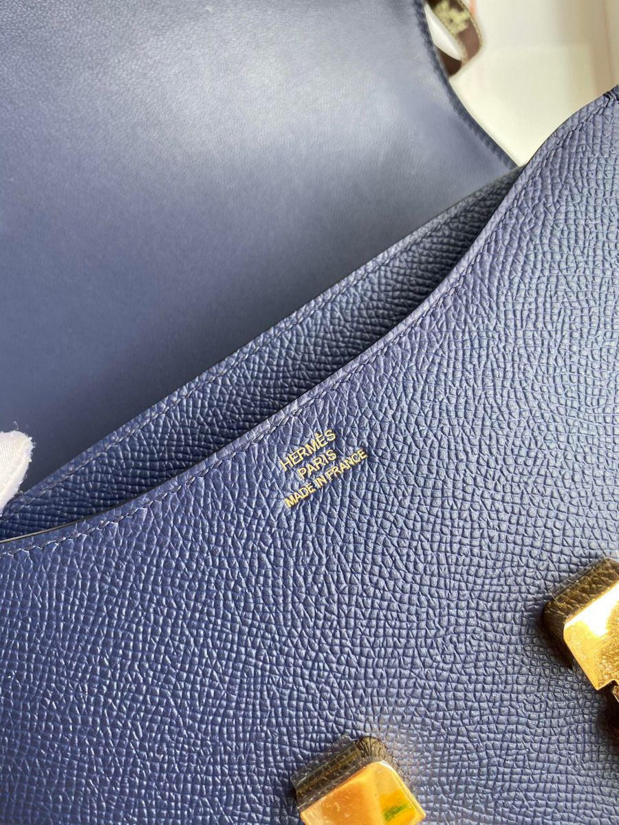 Hermes Constance 18 Handmade Bag In Blue Saphir Epsom Calfskin - Image 7