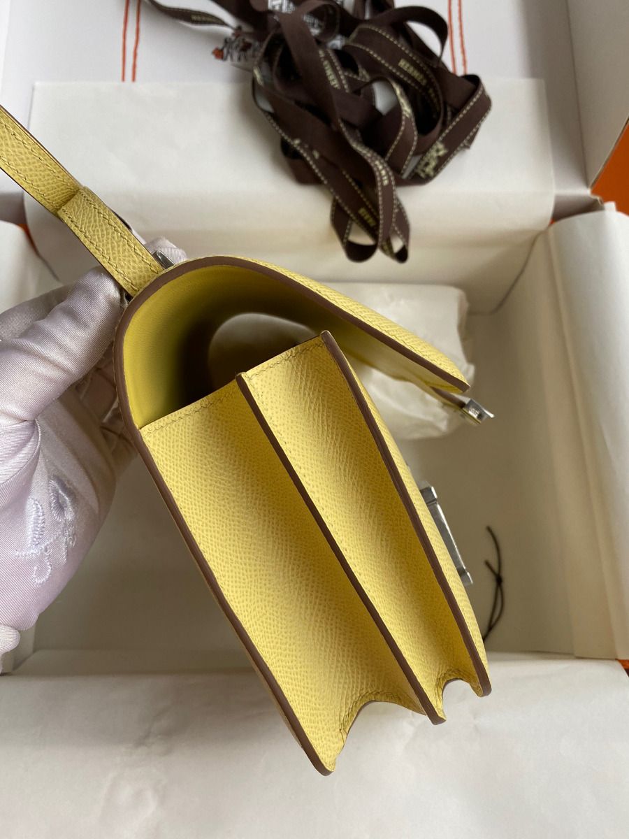 Hermes Constance 18 Handmade Bag In Jaune Poussin Epsom Calfskin - Image 3