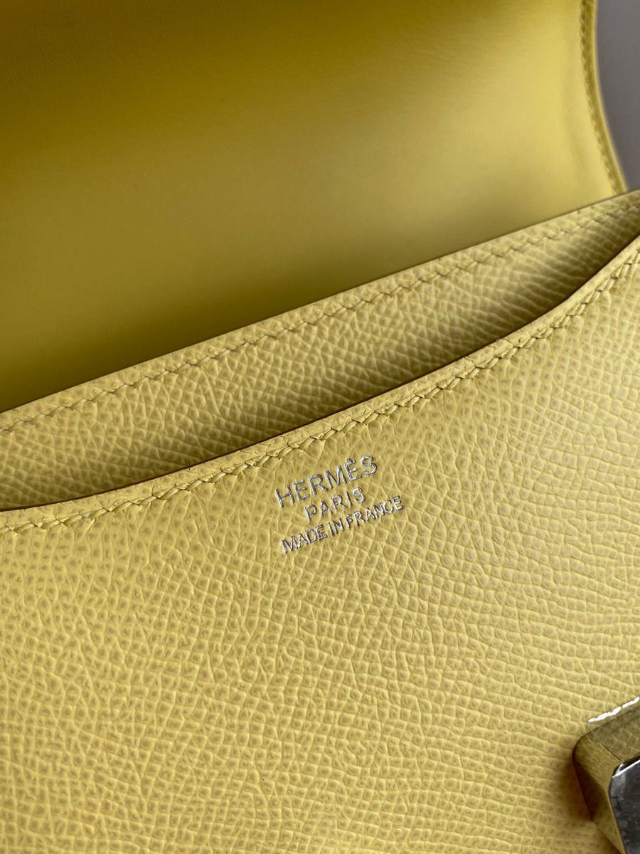 Hermes Constance 18 Handmade Bag In Jaune Poussin Epsom Calfskin - Image 7