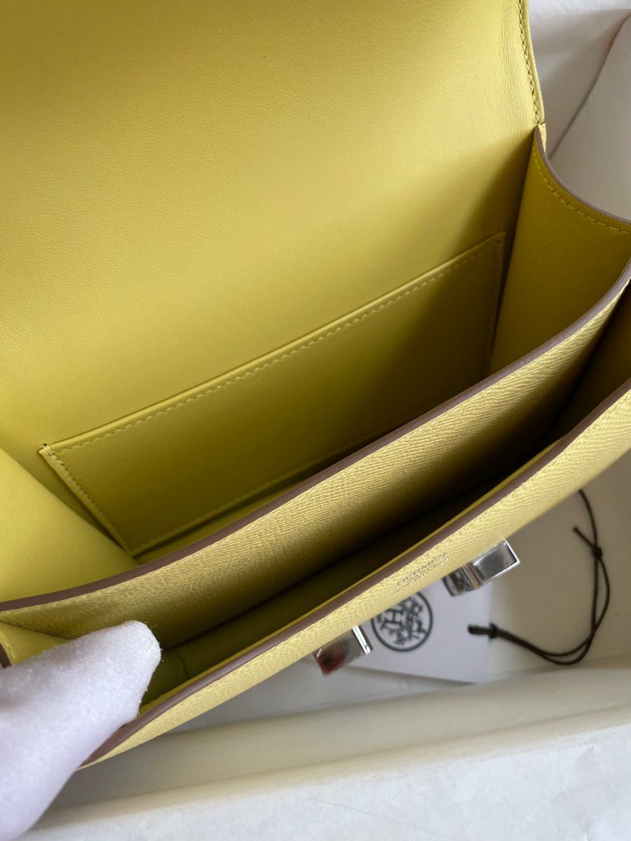 Hermes Constance 18 Handmade Bag In Jaune Poussin Epsom Calfskin - Image 8