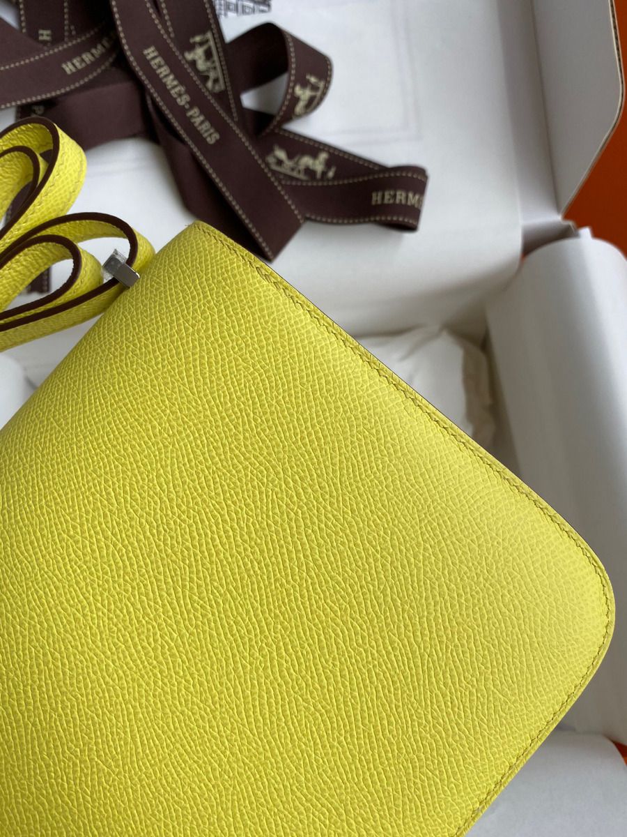 Hermes Constance 18 Handmade Bag In Lime Epsom Calfskin - Image 6