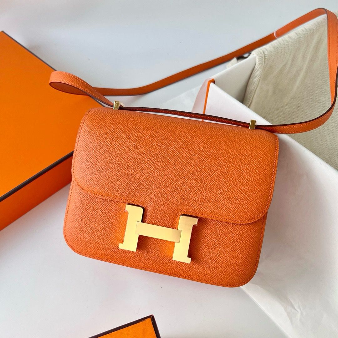 Hermes Constance 18 Handmade Bag In Orange Epsom Calfskin - Image 3