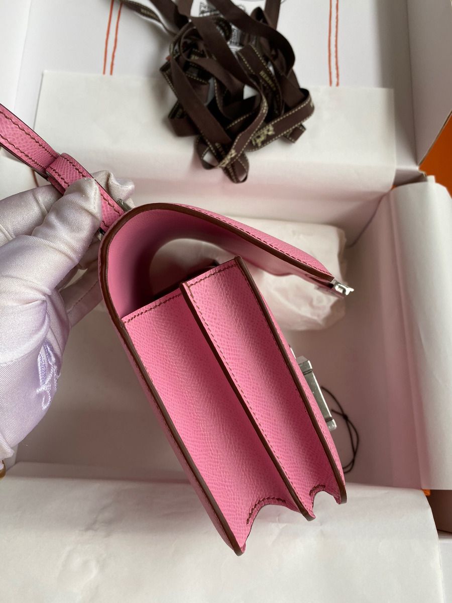 Hermes Constance 18 Handmade Bag In Pink Epsom Calfskin - Image 4