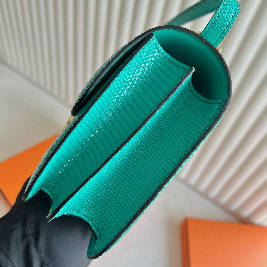 Hermes Constance 18 Handmade Bag in Menthe Lizard Leather - Image 5