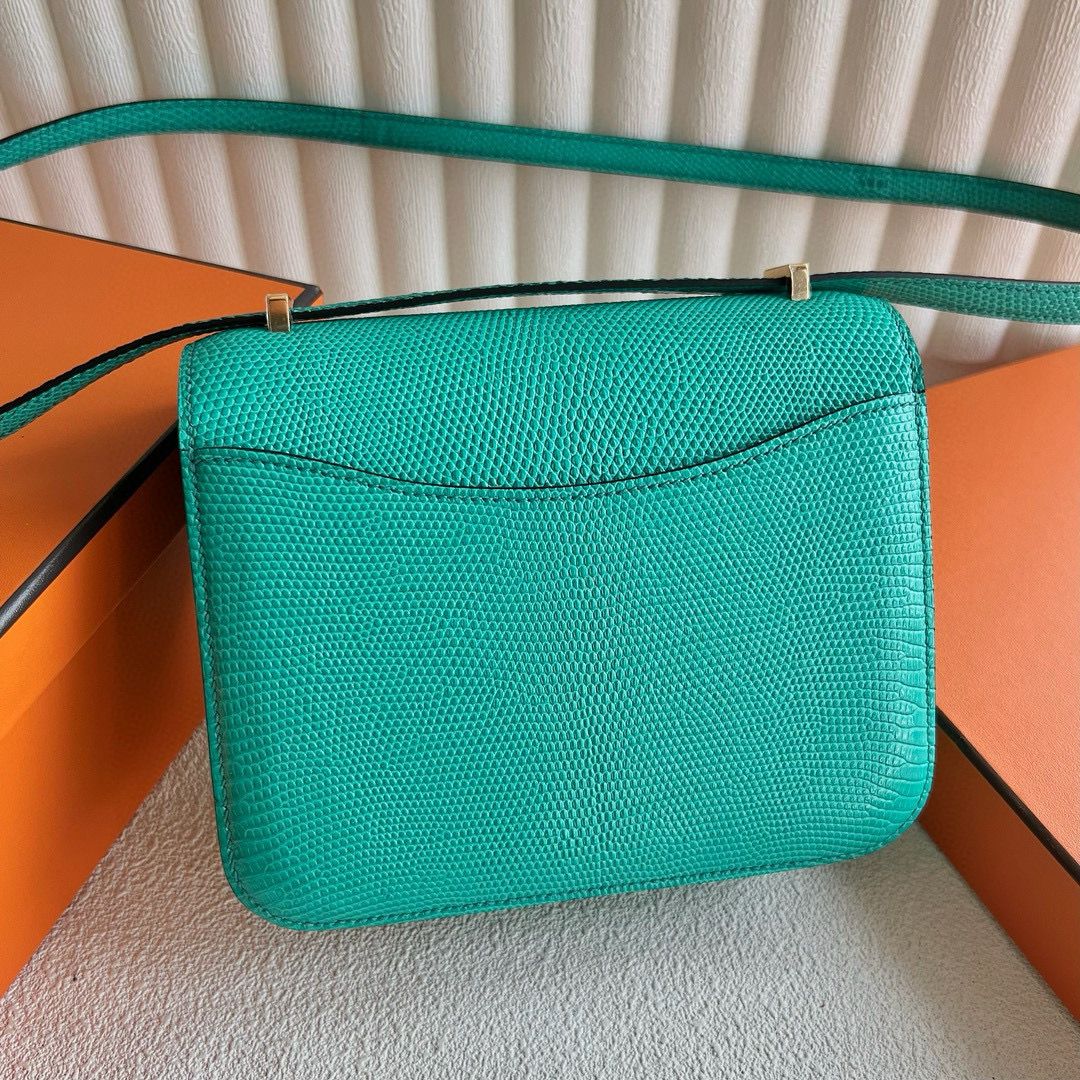 Hermes Constance 18 Handmade Bag in Menthe Lizard Leather - Image 8