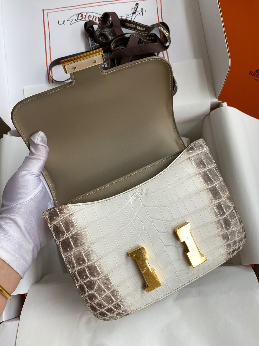 Hermes Constance 18 Handmade Bag In Himalaya Crocodile Niloticus Skin - Image 6