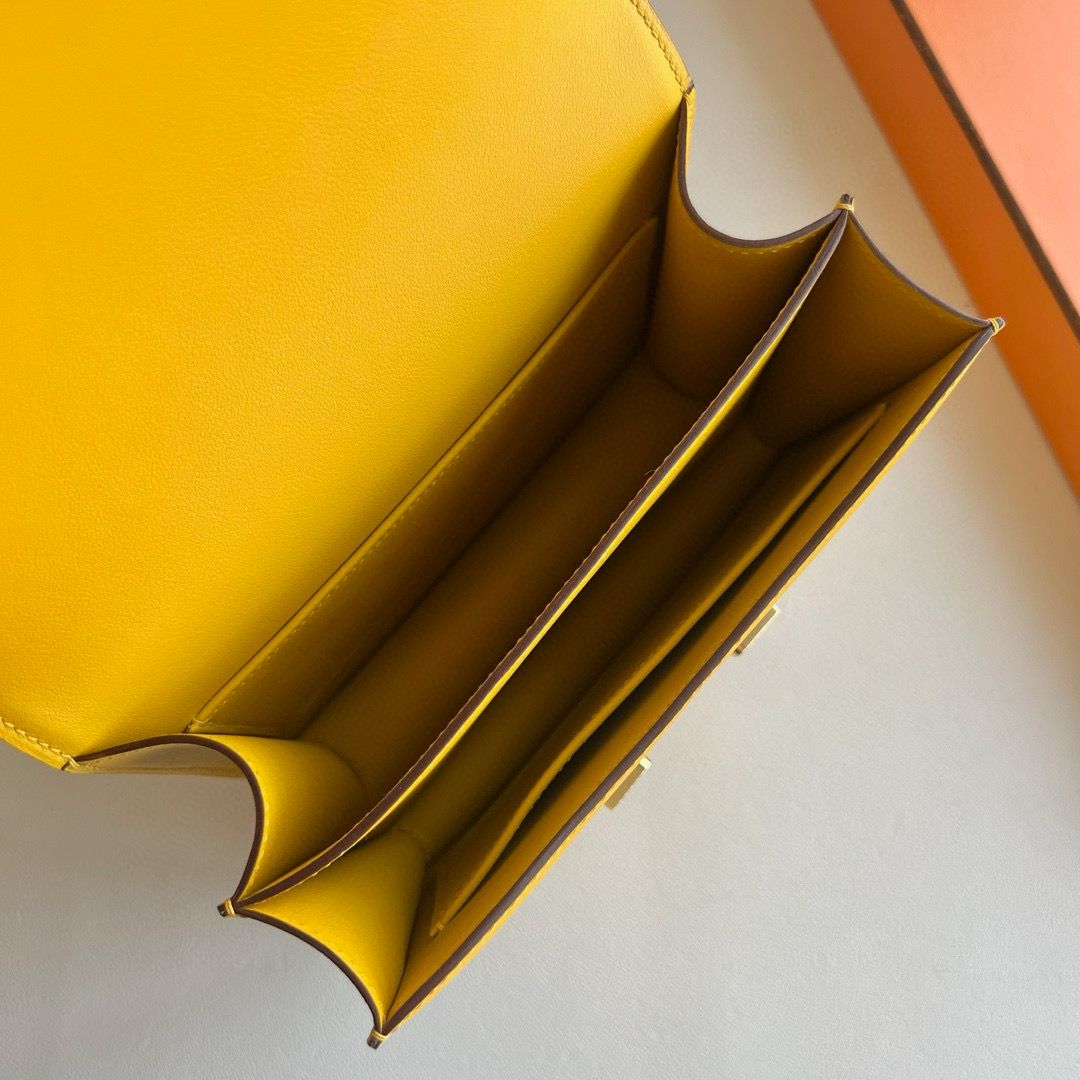 Hermes Constance 18 Handmade Bag in Jaune Ambre Swift Calfskin - Image 6