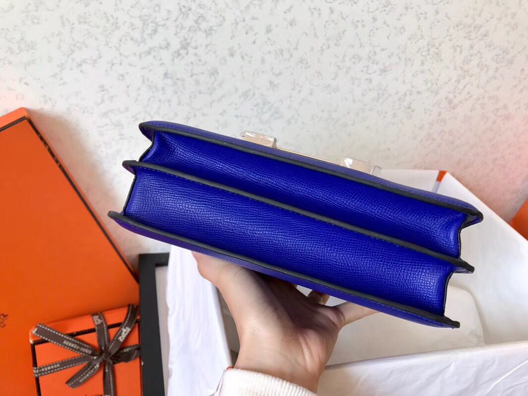Hermes Constance 24 Handmade Bag In Blue Electric Epsom Leather - Image 3