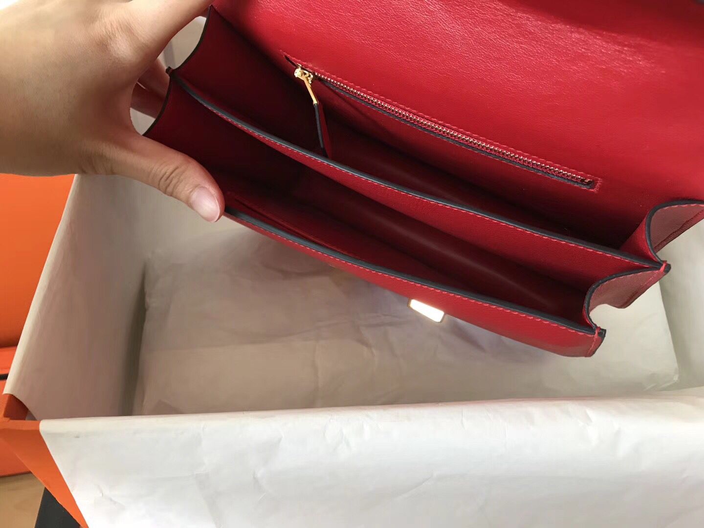 Hermes Constance 24 Handmade Bag In Red Epsom Leather - Image 6