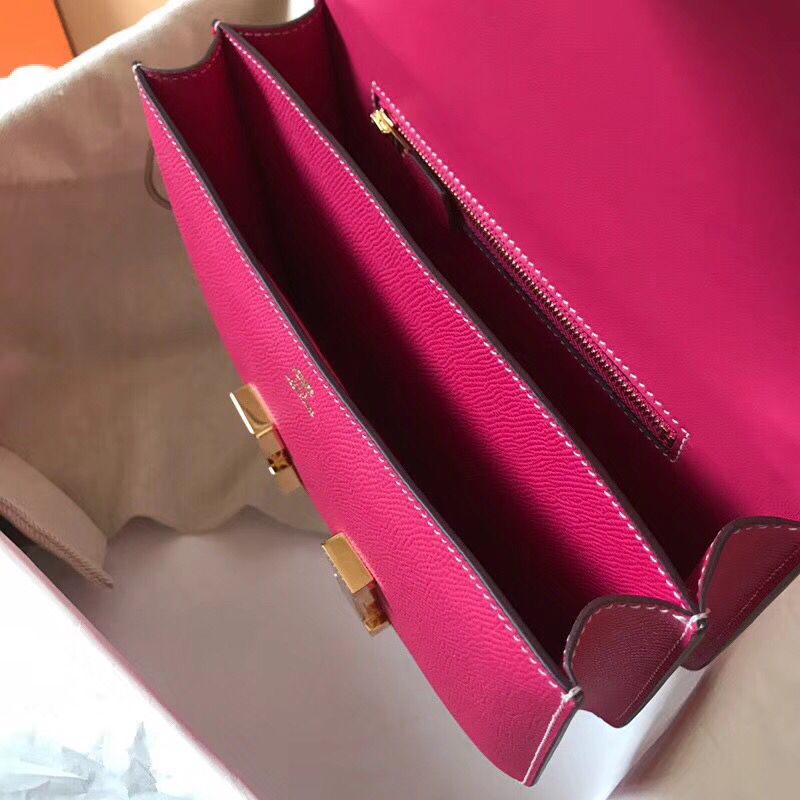 Hermes Constance 24 Handmade Bag In Rose Red Epsom Leather - Image 7