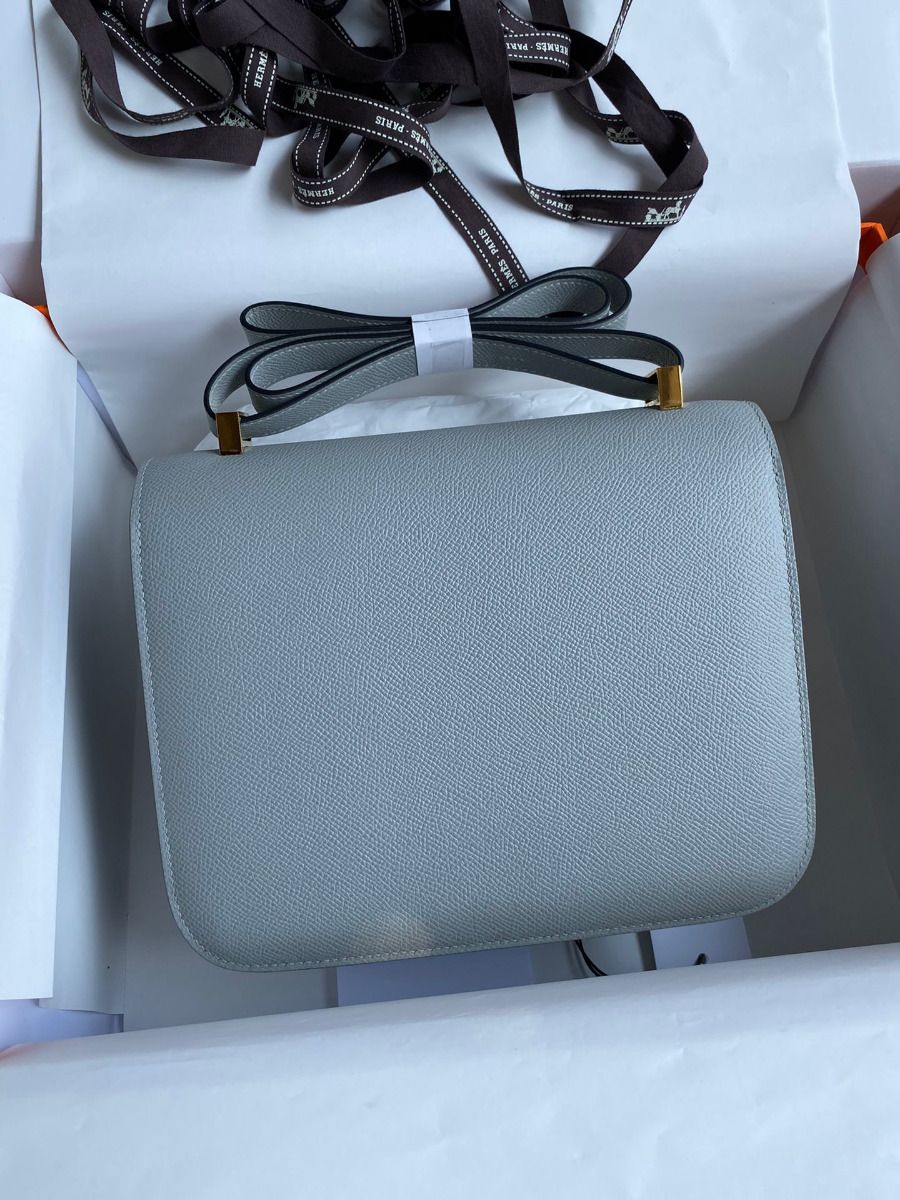 Hermes Constance 24 Handmade Bag In Blue Lin Epsom Calfskin - Image 3