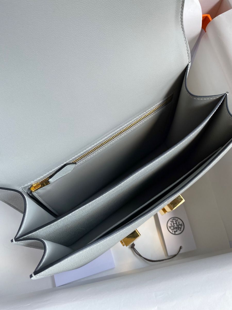 Hermes Constance 24 Handmade Bag In Blue Lin Epsom Calfskin - Image 9