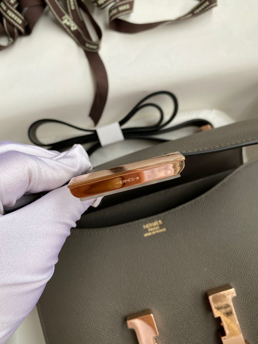 Hermes Constance 24 Handmade Bag In Etain Epsom Calfskin - Image 10