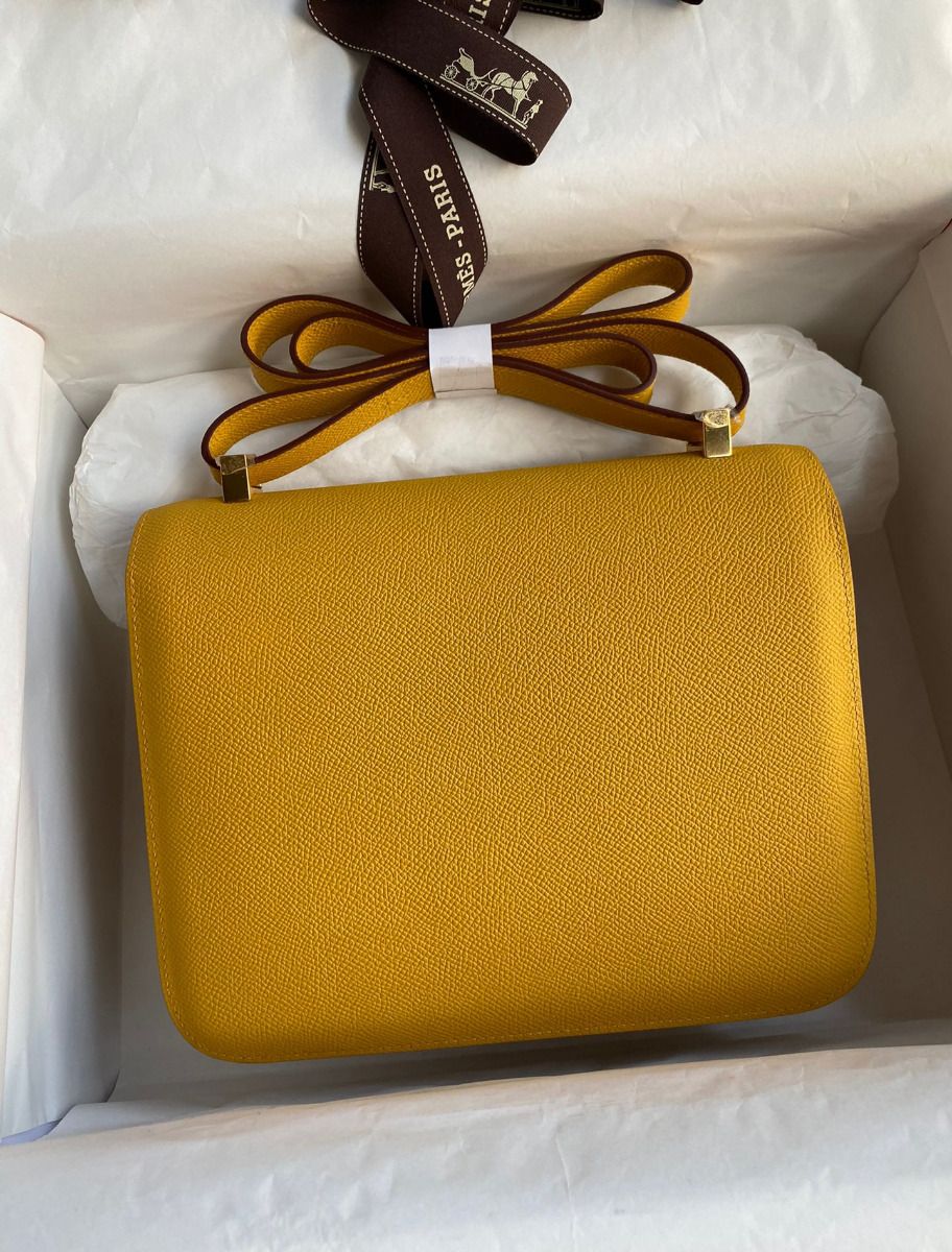 Hermes Constance 24 Handmade Bag In Jaune Ambre Epsom Calfskin - Image 3