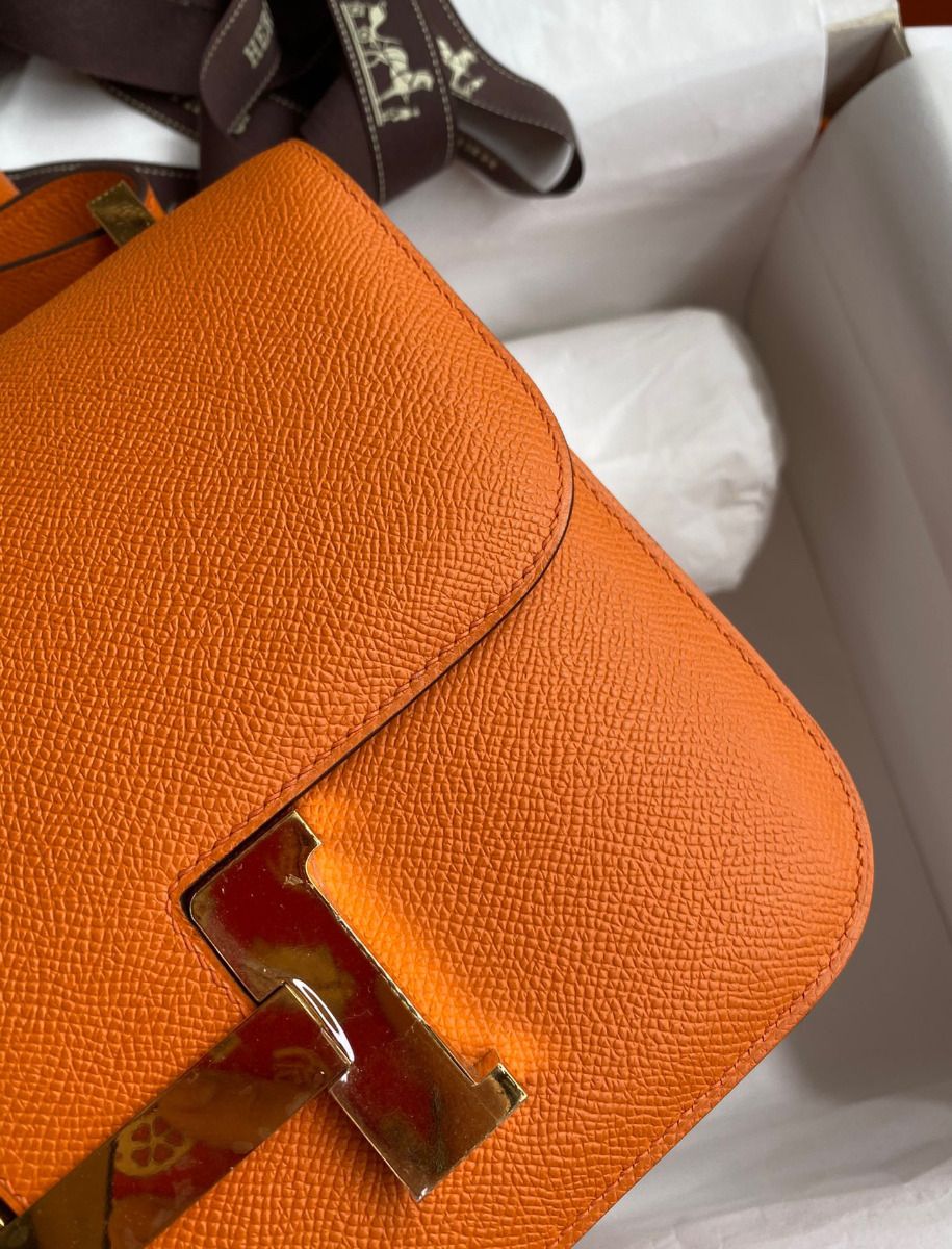 Hermes Constance 24 Handmade Bag In Orange Epsom Calfskin - Image 5