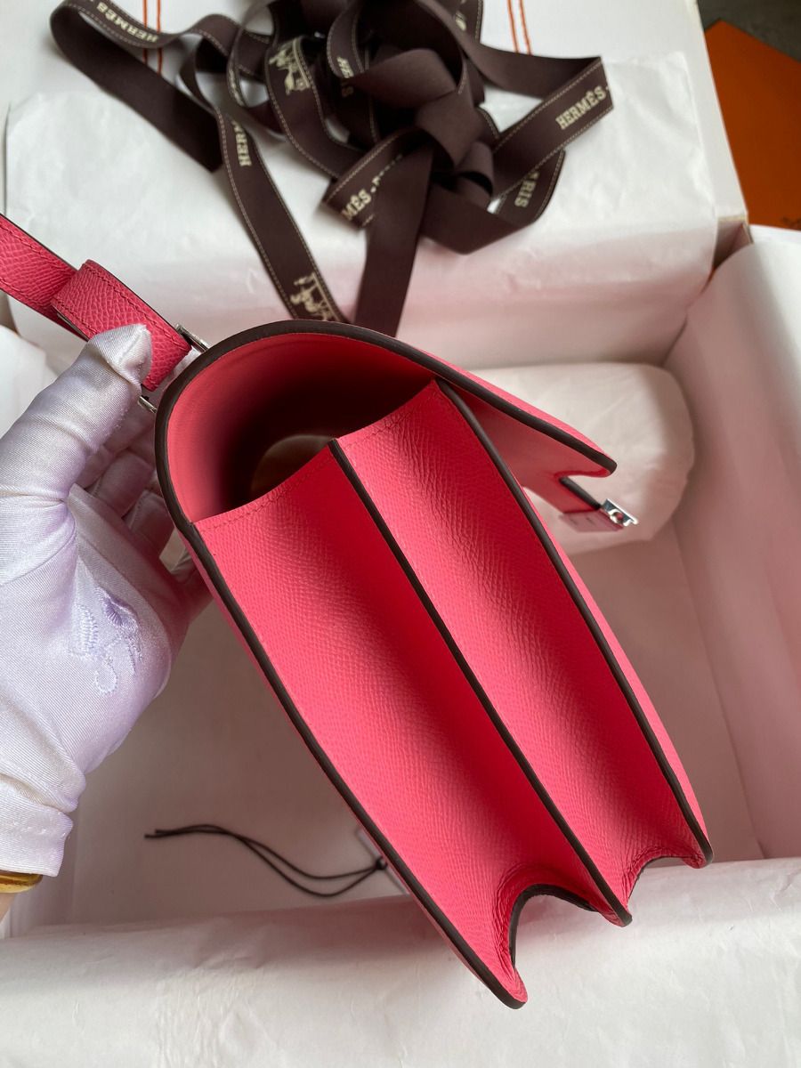 Hermes Constance 24 Handmade Bag In Rose Lipstick Epsom Calfskin - Image 4