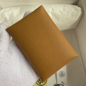 Hermes Calvi Duo Card Holder in Biscuit Epsom Calfskin