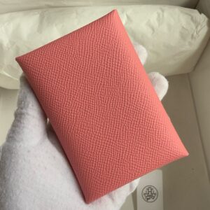 Hermes Calvi Duo Card Holder in Rose Confetti Epsom Calfskin