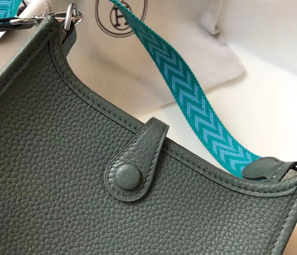 Hermes Evelyne III TPM Bag In Vert Amande Clemence Leather - Image 6