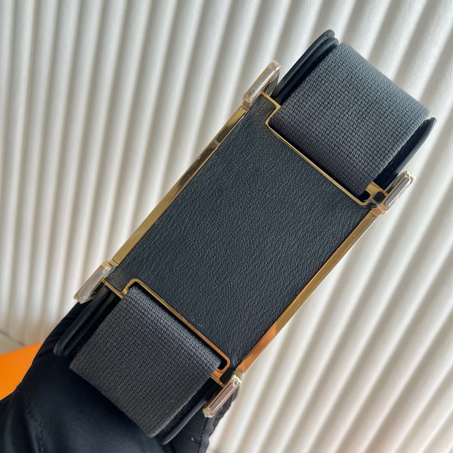 Hermes Geta Handmade Bag in Graphite Chevre Mysore Leather - Image 10