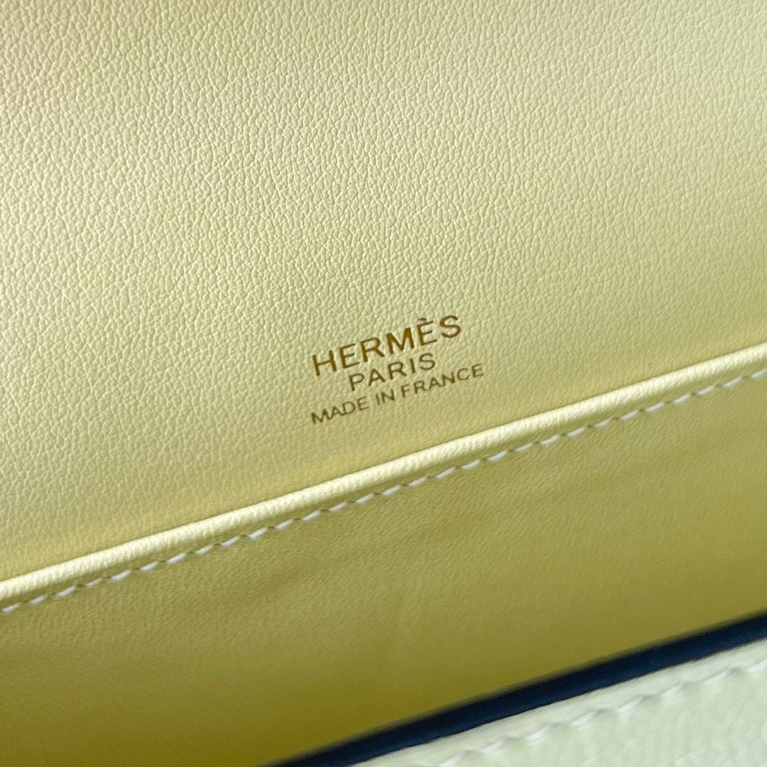 Hermes Geta Handmade Bag In Jaune Bourgeon Chevre Mysore Leather - Image 10