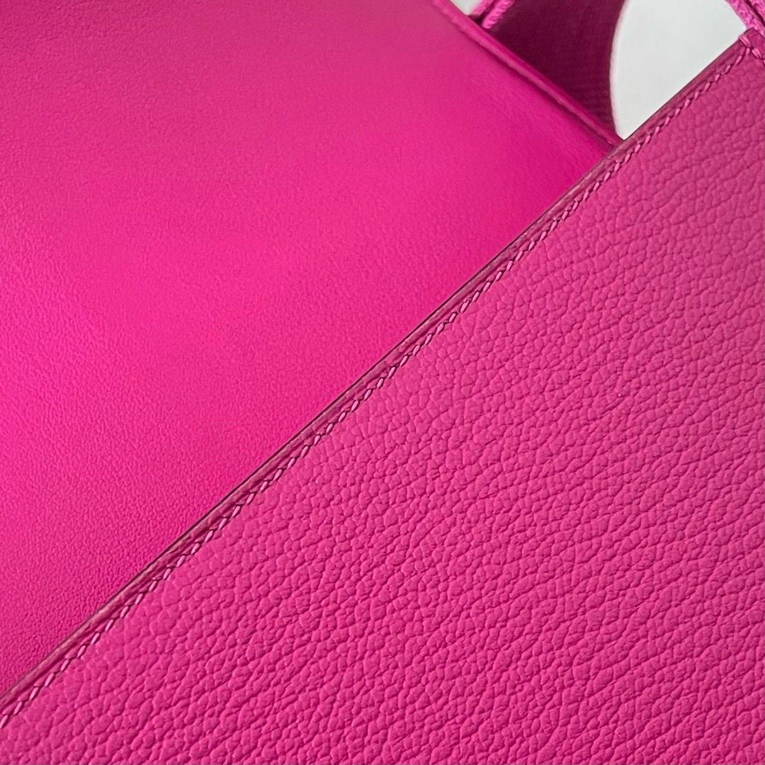 Hermes Geta Handmade Bag In Rose Purple Chevre Mysore Leather - Image 8