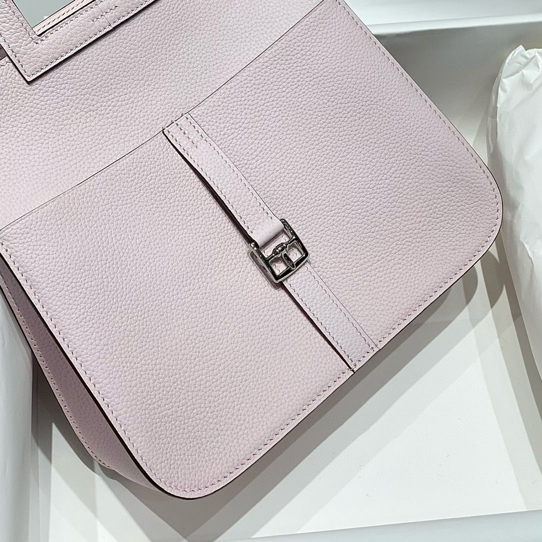 Hermes Halzan 25 Bag in Mauve Pale Clemence Leather - Image 5