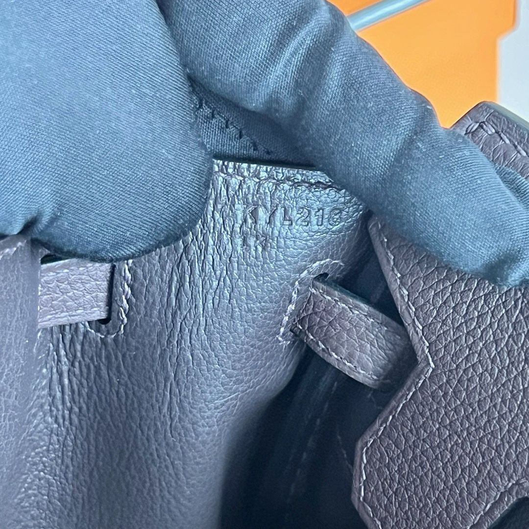 Hermes Birkin 25 Retourne Handmade Bag in Chocolat Clemence Leather - Image 5