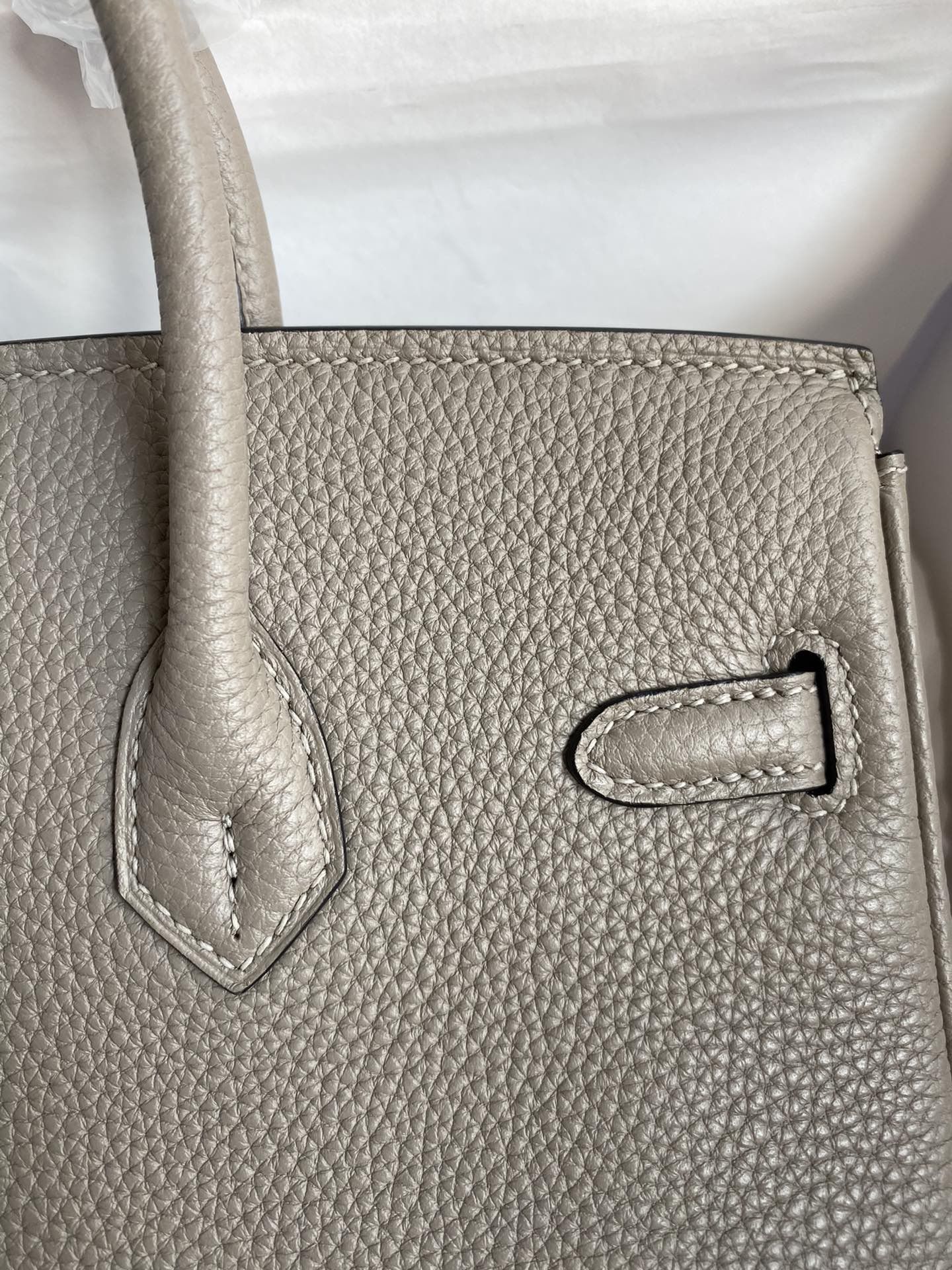 Hermes Birkin 25 Retourne Handmade Bag in Gris Asphalt Clemence Leather - Image 5