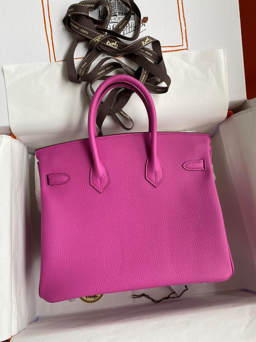 Hermes Birkin 25 Retourne Handmade Bag In Magnolia Clemence Leather - Image 3