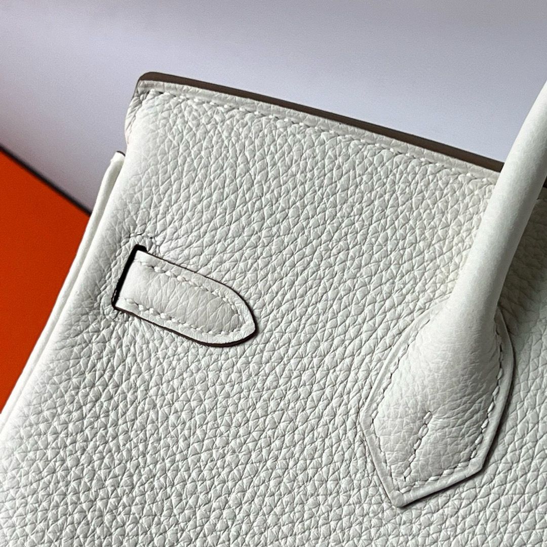 Hermes Birkin 25 Handmade Bag In Mushroom Clemence Leather - Image 9
