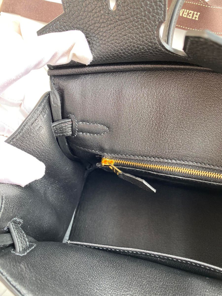 Hermes Birkin 25 Handmade Bag In Black Clemence Leather - Image 10