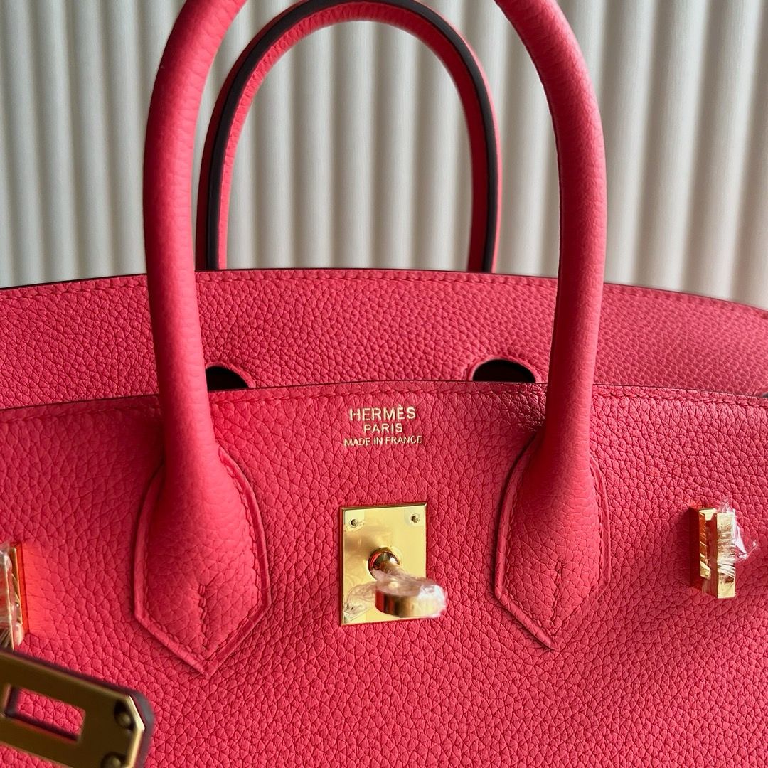 Hermes Birkin 25 Retourne Handmade Bag in Rose Jaipur Clemence Leather - Image 7