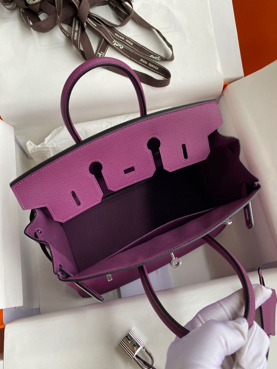 Hermes Birkin 25 Retourne Handmade Bag In Anemone Epsom Calfskin - Image 8