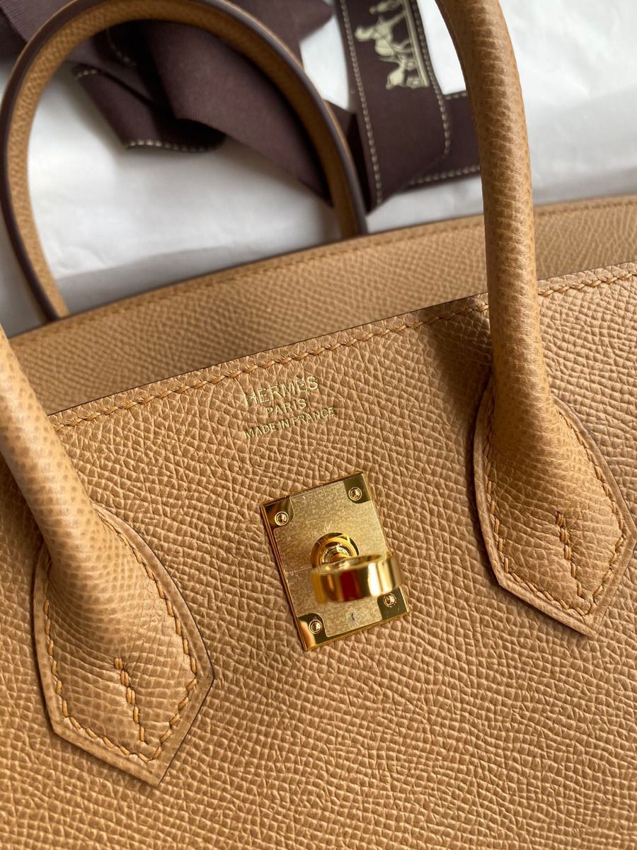 Hermes Birkin 25 Retourne Handmade Bag In Biscuit Epsom Calfskin - Image 7