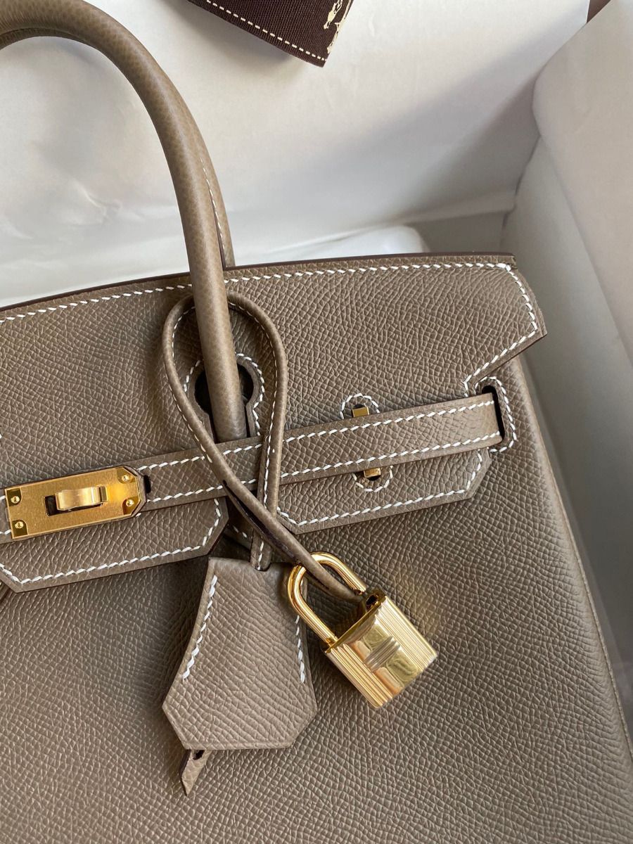 Hermes Birkin 25 Handmade Bag In Taupe Epsom Calfskin - Image 4