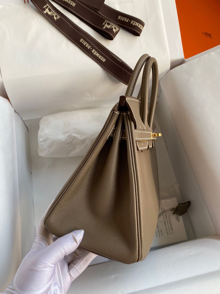 Hermes Birkin 25 Handmade Bag In Taupe Epsom Calfskin - Image 6