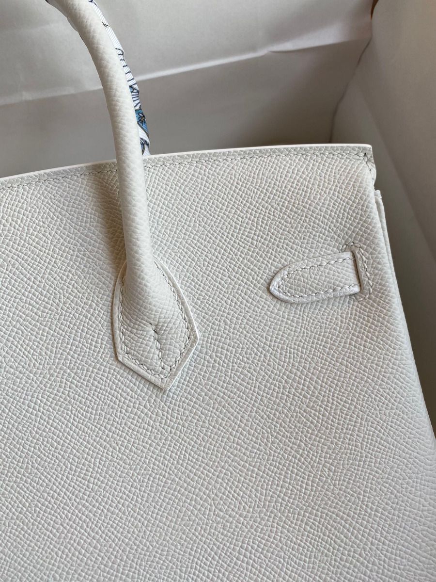 Hermes Birkin 25 Handmade Bag In White Epsom Calfskin - Image 5